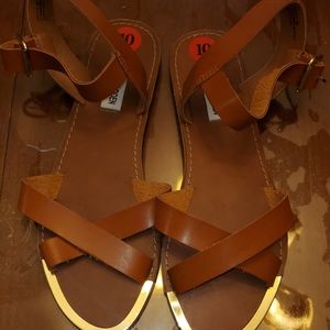 Steve Madden Bayley Criss Cross Cognac Flat Sandal